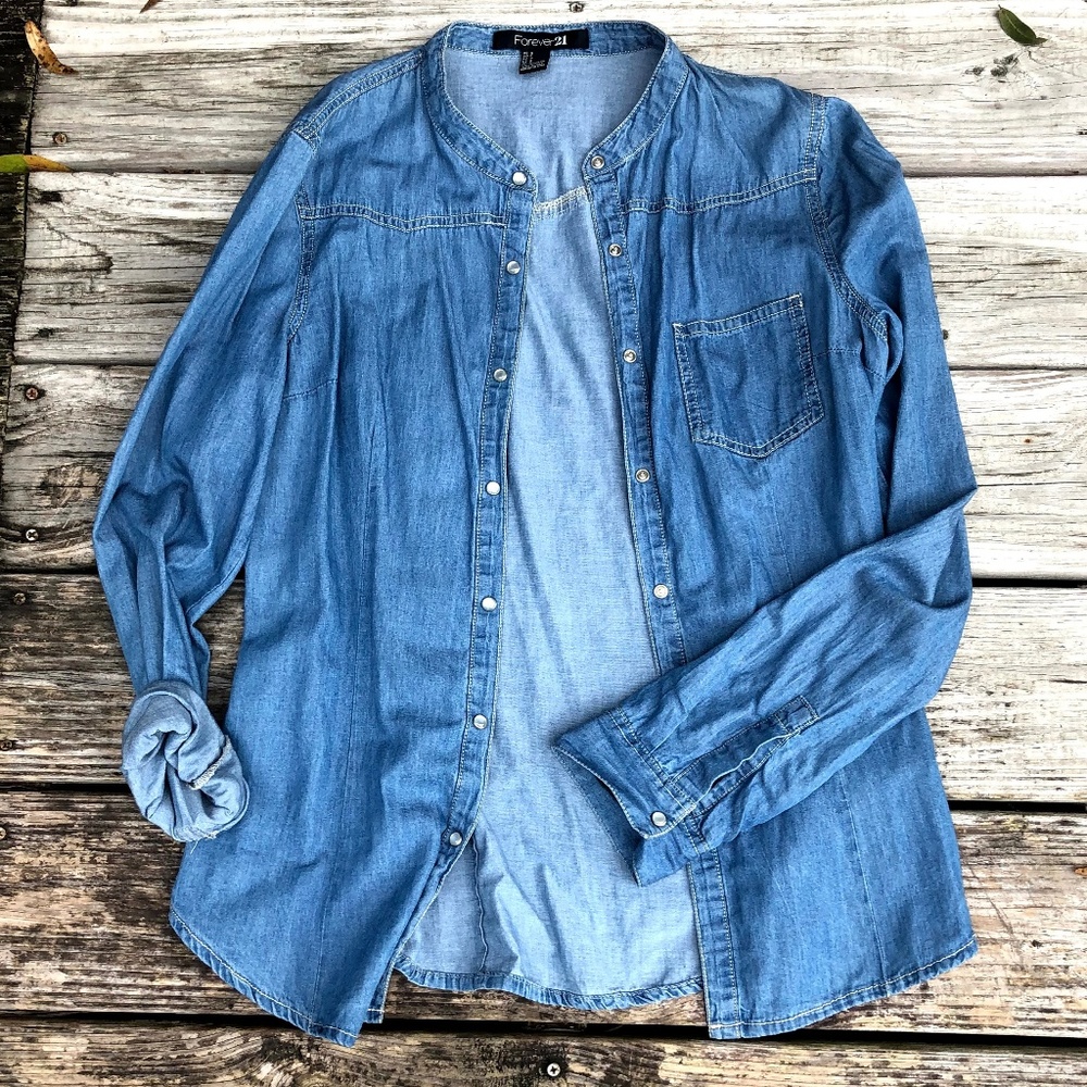 SOLD—Forever21 Jean Button-Down Jacket/Cardigan